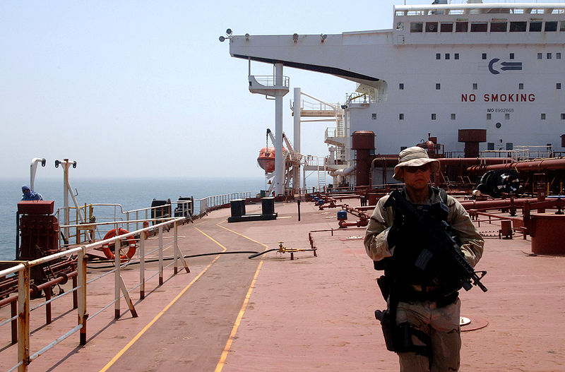 A member of LEDET 106 performs a security sweep of a supertanker in the Northern Arabian Gulf in 2007. (U.S. Coast Guard) A member of LEDET 106 performs a security sweep of a supertanker in the Northern Arabian Gulf in 2007. (U.S. Coast Guard)